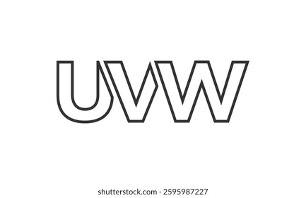 UVW logo design template with strong and modern bold text. Initial based vector logotype featuring simple and minimal typography. Trendy company identity ideal for businesses brand presence.