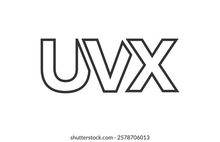 UVX logo design template with strong and modern bold text. Initial based vector logotype featuring simple and minimal typography. Trendy company identity ideal for businesses brand presence.