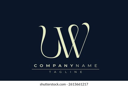 UW abstract Logo. Elegantly Designed Minimalist Monogram Logo with Stylish Lettering. Sophisticated and sleek minimalist monogram showcasing unique lettering design.