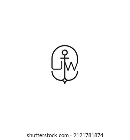 UW creative letter logo design in anchor concept with high quality professional design that will print well across any print media