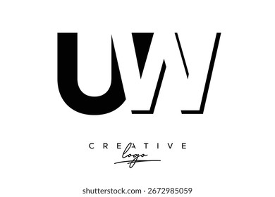 Logotipo creativo minimalista de espacio negativo de UW con monograma moderno para marca y logotipo de marca comercial con letras iniciales Diseño de logotipo para marca.