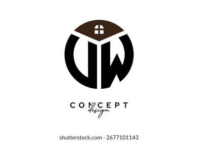 UW Criativa Imobiliária Monograma Logo Conceito Design em forma de círculo
