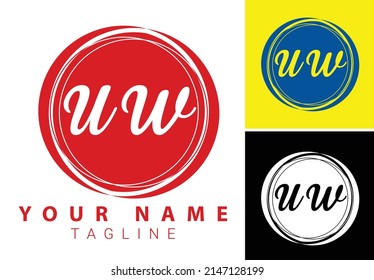 UW initial letter handwriting and signature logo design template