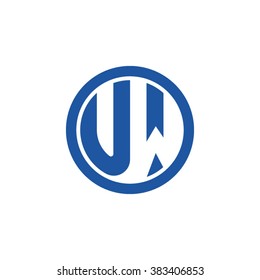 UW initial letters circle business logo blue