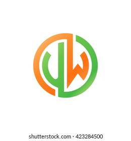 UW initial letters looping linked circle logo orange green