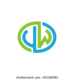 UW initial letters looping linked ellipse logo blue green