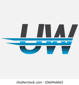 UW initial logo company name colored black and blue, Simple and Modern Logo Design.