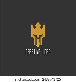 UW initial monogram logo for gaming with creative king spartan image design