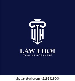 Leyenda del logotipo inicial del monograma UW con diseño de hitos