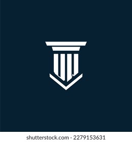 Leyenda del logotipo inicial del monograma UW con diseño de hitos