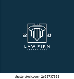 UW initial monogram logo for lawfirm with pillar design in creative square