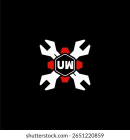 UW Initiales Vektor Stok Otomotif Logo Design
