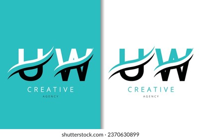 Diseño del logotipo de la carta UW con fondo y logotipo de la empresa creativa. Diseño moderno de la moda de las letras. Ilustración del vector