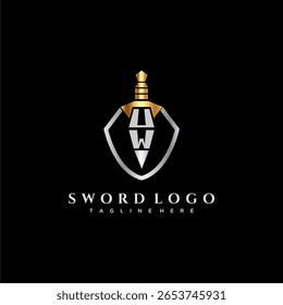 UW-Buchstabe Luxus-Monogramm für Schild und Schwert Stil Bild