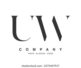 UW logo design. Initial letter u and w serif font style. Creative classic company name typography. Trendy logotype or identity. Vector illustration.