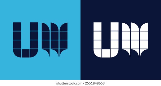 Design de logotipo UW com forma de azulejo. Design de ilustração vetorial minimalista e moderno adequado para negócios ou marca