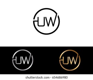 Uw Logo. Letter Design Vector with Red and Black Gold Silver Colors
