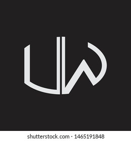 UW Logo letter oval monogram design template with black and white colors