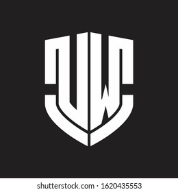 UW Logo monogram with emblem shield shape design isolated on black background