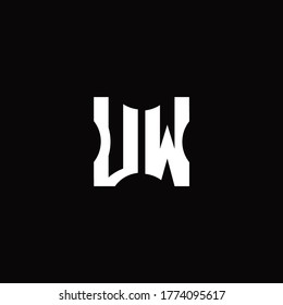 UW Logo monogram with pieces cut elements design template