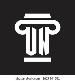 UW Logo monogram with pillar style design template