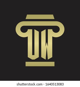 UW Logo monogram with pillar style design template with gold colors