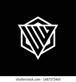 UW logo monogram with triangle and hexagon shape combination isolated on back and white colors