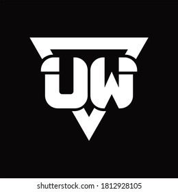 UW Logo monogram with triangle shape rounded design template on black background