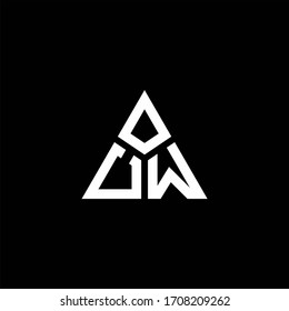 UW monogram logo with 3 pieces shape isolated on triangle design template