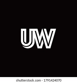 UW monogram logo with abstract line design template
