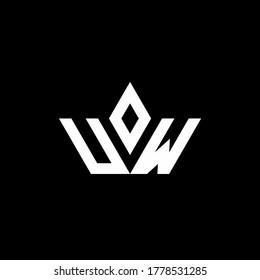 logotipo de monograma UW con forma de corona plantilla de diseño de estilo de lujo