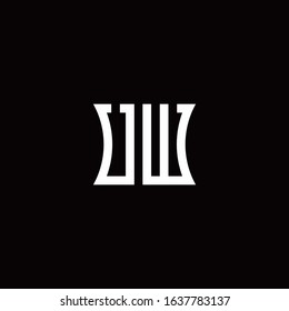 UW monogram logo with curved side style design template
