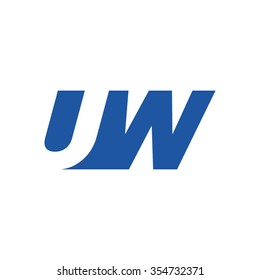 UW negative space letter logo blue