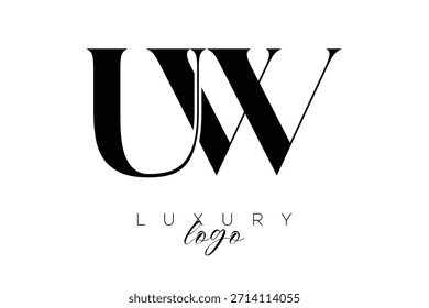 Logotipo de la tipografía del monograma de la letra de UW Serif para la identidad elegante de la marca de Premium