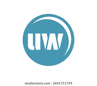 UW sport emblem or team logotype. Ball logo with a combination of Initial letter U and W for balls shop, sports company, training, club badge. Vector illustration.