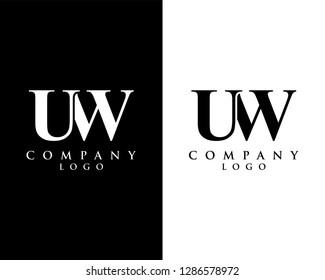 uw, wu initial letter logo design with black and white color that can be used for creative business and company