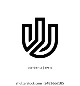 UW WU initials abstract monogram outline logo design