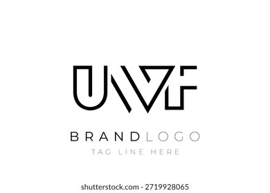 Diseño de logotipo de carta abstracta UWF. Diseño moderno del logotipo del negocio con tipografía Abstractas y estilo contemporáneo