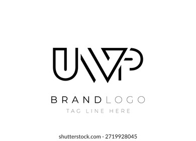 Diseño de logotipo de carta abstracta UWP. Diseño moderno del logotipo del negocio con tipografía Abstractas y estilo contemporáneo