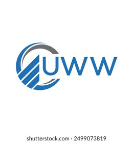 Diseño de logotipo de contabilidad plana UWW sobre fondo blanco. Iniciales creativas de UWW Concepto de logotipo de letra de gráfico de crecimiento. Diseño de logotipo de finanzas de negocios de UWW.
