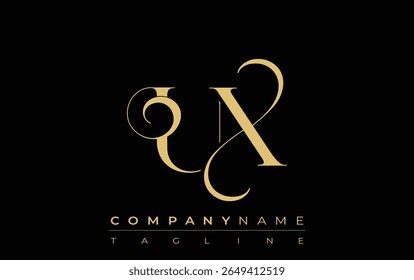 UX Abstract Creative Jewelry Logo. Um logotipo elegante com iniciais de monograma dourado em uma tipografia elegante e moderna, perfeito para a marca