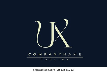 UX abstract Logo. Elegantly Designed Minimalist Monogram Logo with Stylish Lettering. Sophisticated and sleek minimalist monogram showcasing unique lettering design.