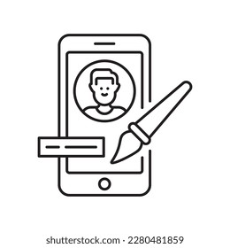 Ux App Vector Outline Icon Design Illustration. Symbol für Mobiltechnologie auf weißem Hintergrund EPS10-Datei