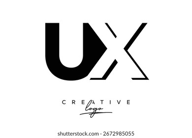 UX Creative Minimalist Negative Space Latter Logo with Modern Monogram for Branding and Business Lettermark Logo with Initial Letters Logo Design for Branding.