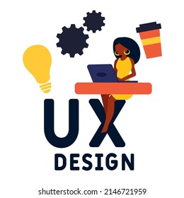 UX Design acronym. business concept background.  vector illustration concept with keywords and icons. lettering illustration with icons for web banner, flyer, landing pag