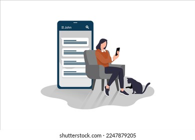 Ux Design Chat-Telefon-Chat-Schnittstelle. Massage-App mit Sprachblasen. Kurze Nachrichten-Service-Blasen. Smartphone chatting sms Template Blasen. Chatting-App. Chat-Schnittstelle.