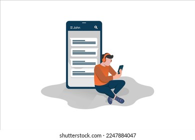Ux design chat phone chat interface. Massage app with speech bubbles. Short message service bubbles. Smartphone chatting sms template bubbles. Chatting app. Chat interface.