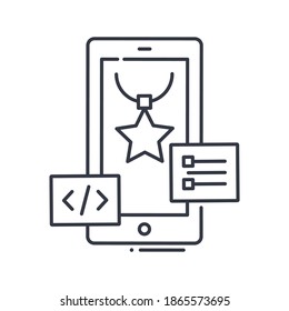 Icono de diseño Ux, ilustración lineal aislada, vector de línea delgada, signo de diseño web, símbolo de concepto de contorno con trazo editable sobre fondo blanco.