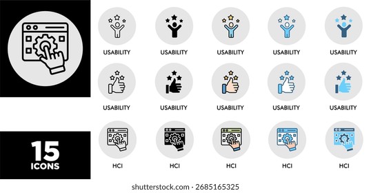 Conjunto de ícones UX DESIGN com vários estilos e cores de desempenho de sustentabilidade corporativa para triagem de investimento	
