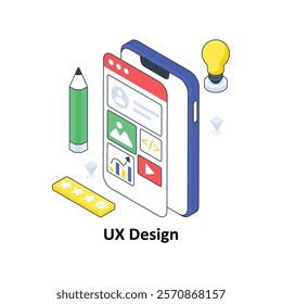 UX Design isometric Colored illustration. EPS File stock illustration